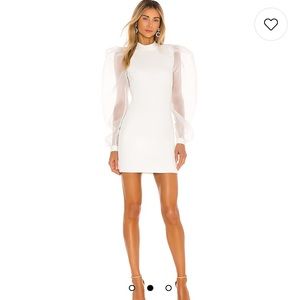 NBD White Mini Dress with Sheer Sleeves